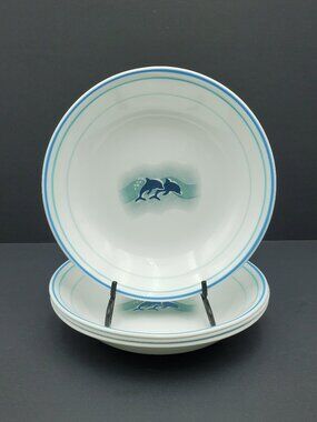 Corelle Ocean Dance Dolphins Soup Bowls Individual Pasta Bowls Salad Bowls